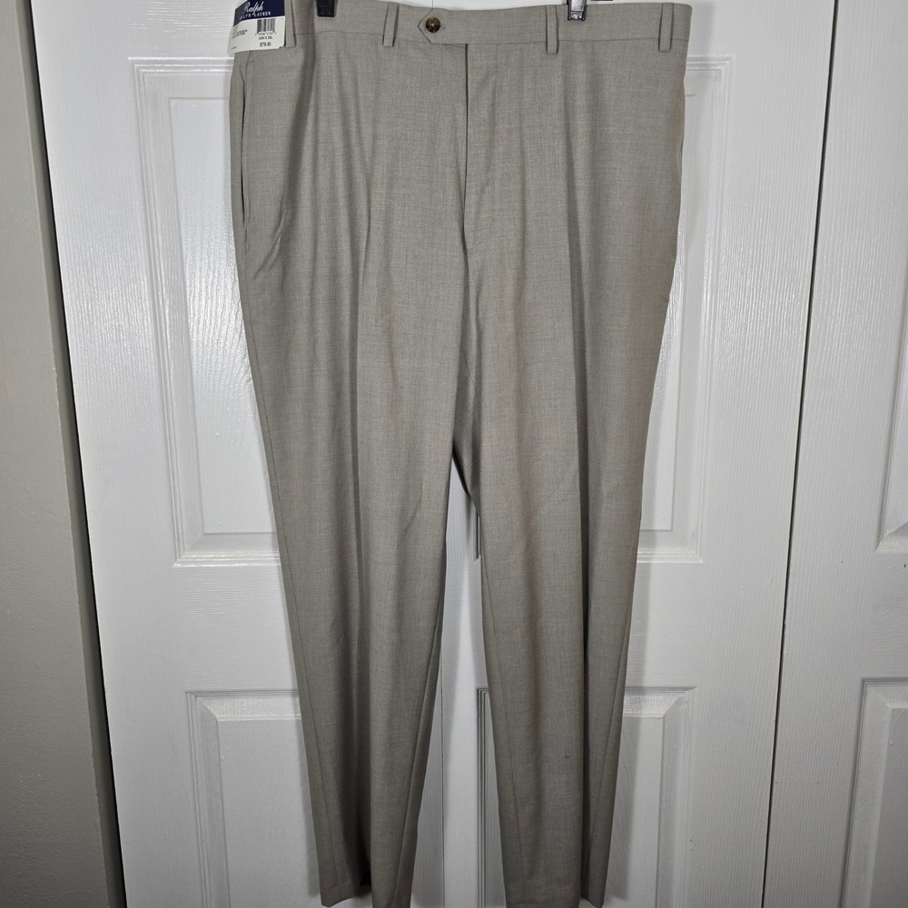 Ralph Lauren Men's 42x32 Light Taupe Comfort Flex Flat Front Dress Pants NWTs